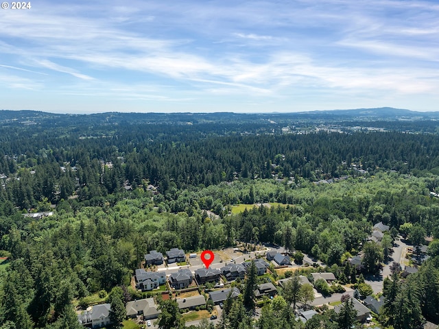 birds eye view of property with a mountain view