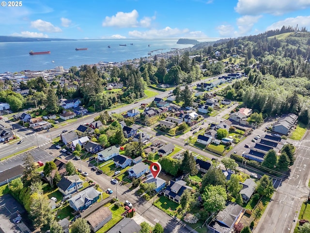 1466 8th St, Astoria, OR 97103 - aerial overview of property's location featuring a nearby body of water and nearby suburban area