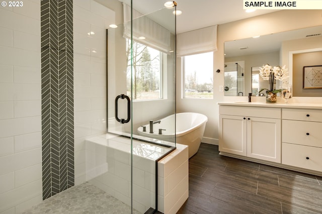 352 S 88th Ave, Ridgefield, WA 98642 - bathroom with vanity, a stall shower, and a soaking tub