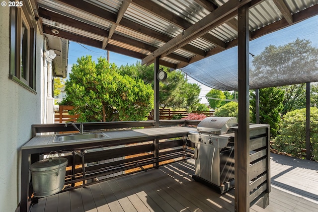 512 NE Division St, Myrtle Creek, OR 97457 - wooden deck featuring a sink and a grill