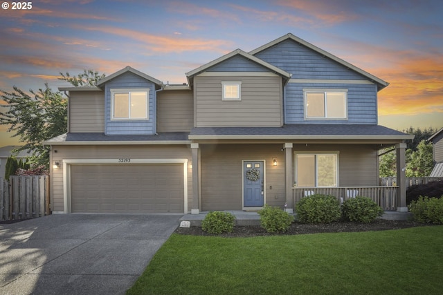 52193 SE Tussing Way, Scappoose, OR 97056 - view of front of property featuring covered porch, a garage, and driveway