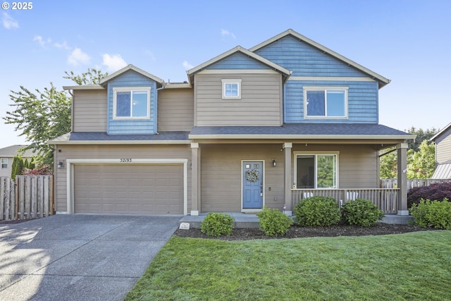52193 SE Tussing Way, Scappoose, OR 97056 - view of front facade with a porch, an attached garage, and concrete driveway
