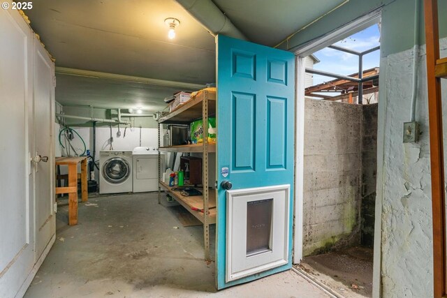 interior space with washer and dryer