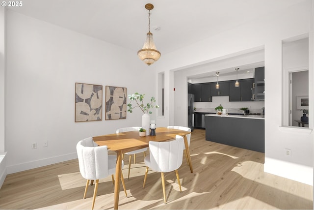 dining room with light hardwood / wood-style floors