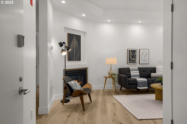 sitting room featuring light hardwood / wood-style flooring