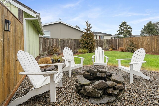 208 Acacia Ave, Garibaldi, OR 97118 - view of yard with a fire pit and a fenced backyard