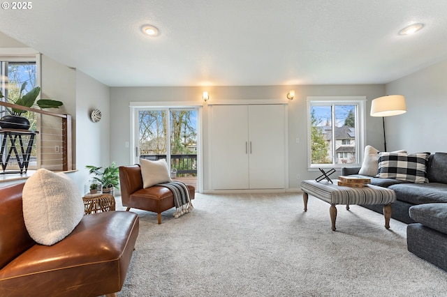 view of carpeted living area