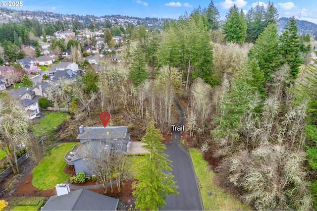 bird's eye view with a residential view