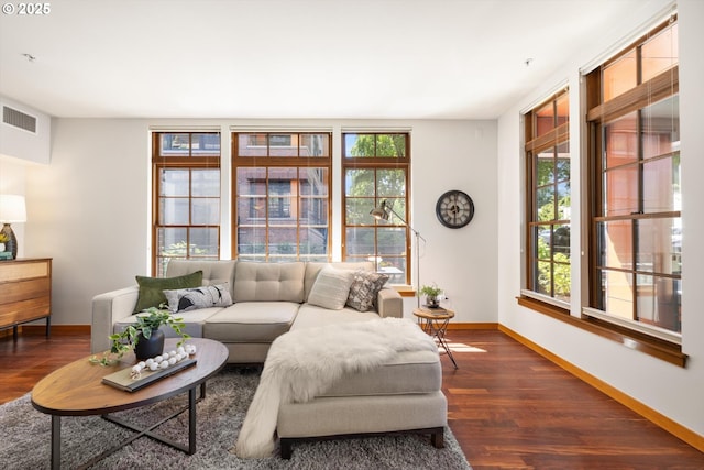2350 NW Savier St Unit 100, Portland, OR 97210 - living room with dark wood finished floors and baseboards