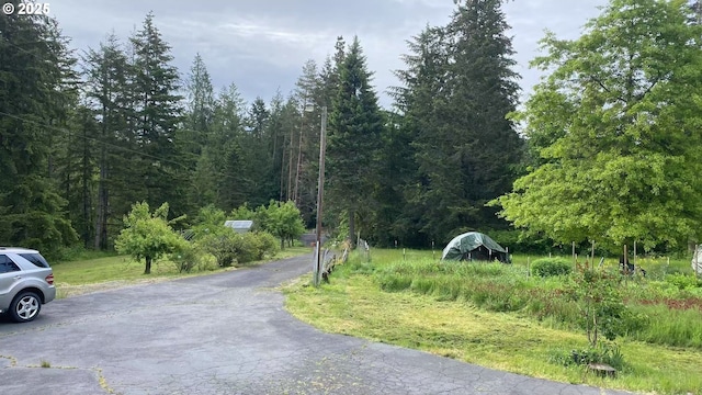 31431 Fairview Rd, Rainier, OR 97048 - view of asphalt road featuring a wooded view