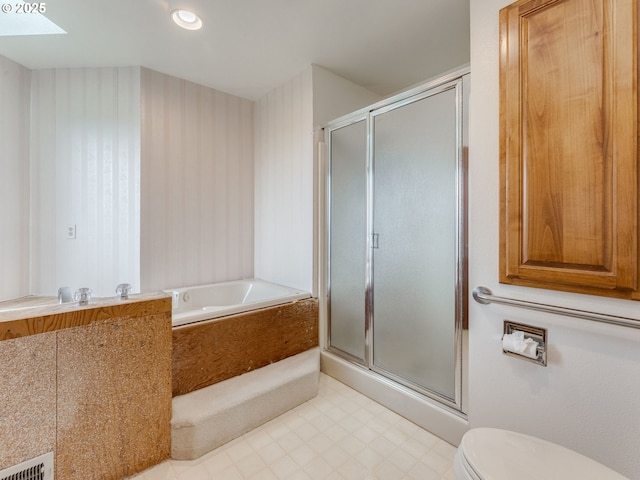 2221 NW 206th St, Ridgefield, WA 98642 - bathroom with a shower stall, a garden tub, and a skylight