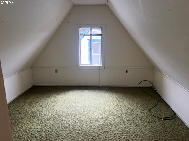 bonus room featuring carpet and vaulted ceiling