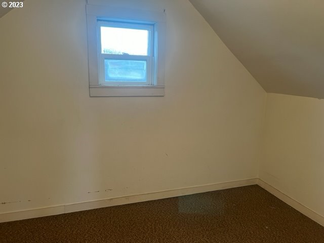 bonus room with vaulted ceiling and carpet