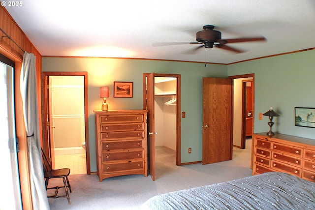 924 Lou Gray Dr, Myrtle Creek, OR 97457 - bedroom with a closet, a walk in closet, light colored carpet, and ornamental molding