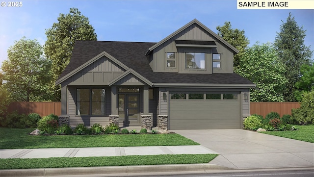 8119 N Hargrave St, Camas, WA 98607 - view of front of home with driveway, a front yard, fence, and a garage