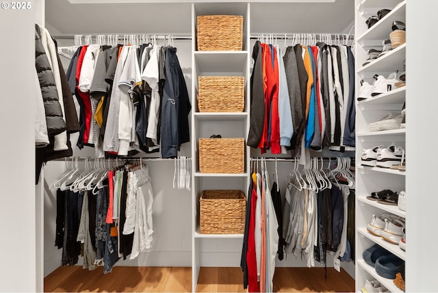 spacious closet featuring wood finished floors