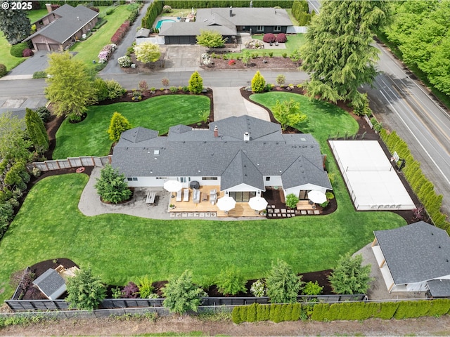 aerial view featuring a residential view