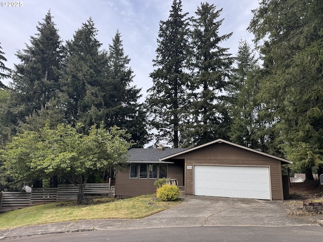 891 NE Bunyard Pl, Estacada, OR 97023 - view of front of home with an attached garage, driveway, and a chimney