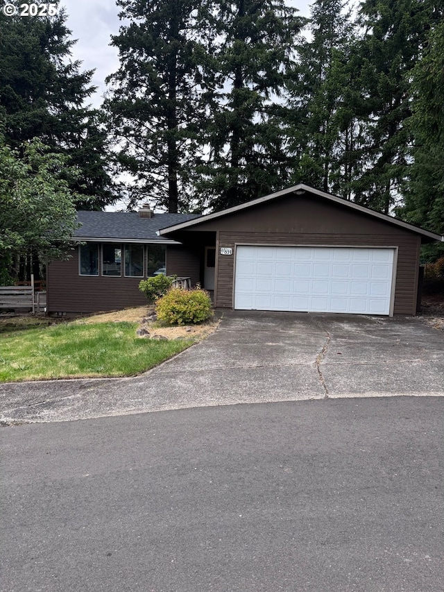891 NE Bunyard Pl, Estacada, OR 97023 - ranch-style home featuring driveway, a chimney, and a garage