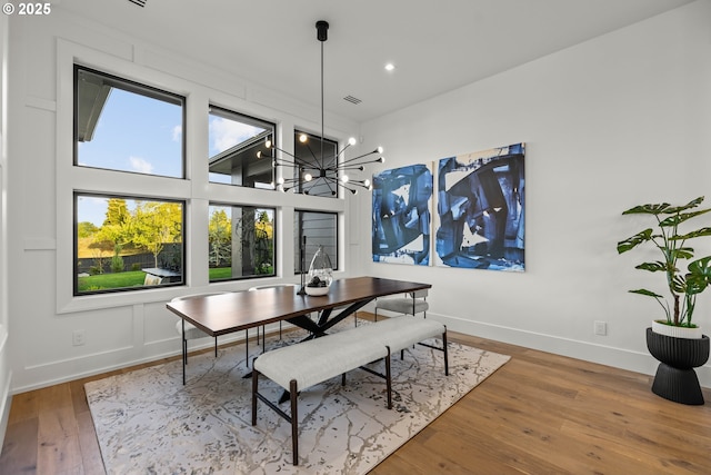 NE 43rd Cir Lot 5, Camas, WA 98607 - dining area featuring hardwood / wood-style flooring, a chandelier, baseboards, and recessed lighting