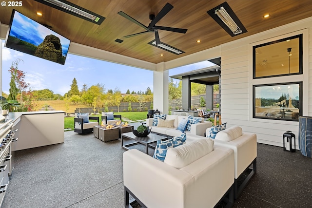 NE 43rd Cir Lot 5, Camas, WA 98607 - view of patio featuring an outdoor living space with a fire pit and a ceiling fan