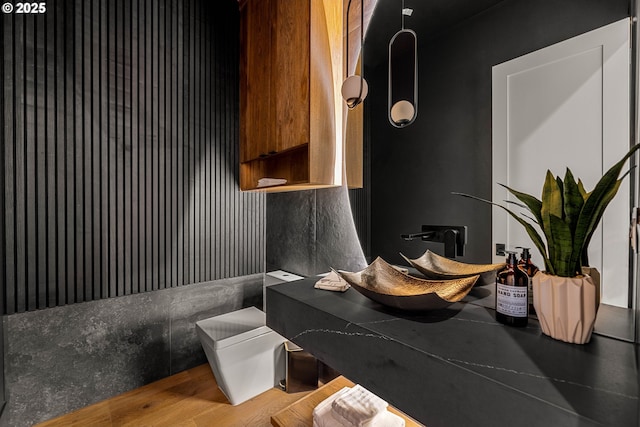 NE 43rd Cir Lot 5, Camas, WA 98607 - bathroom featuring wood finished floors and toilet