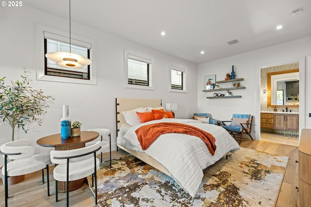 NE 43rd Cir Lot 5, Camas, WA 98607 - bedroom featuring light wood-type flooring, recessed lighting, and ensuite bathroom