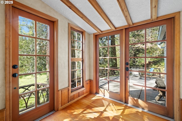 22345 S Poplar Rd, Estacada, OR 97023 - doorway to outside with light wood-style floors, lofted ceiling, and french doors