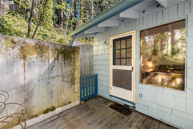 22345 S Poplar Rd, Estacada, OR 97023 - view of exterior entry with a wooden deck