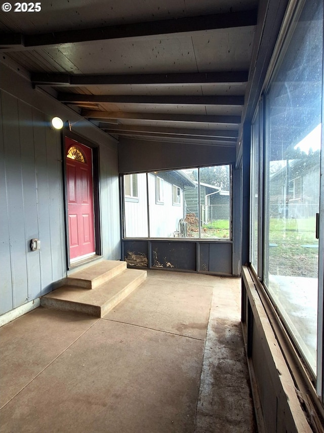 view of unfurnished sunroom