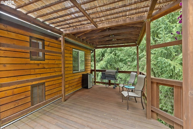 2245 SW Martha St, Portland, OR 97239 - wooden terrace featuring a pergola and area for grilling