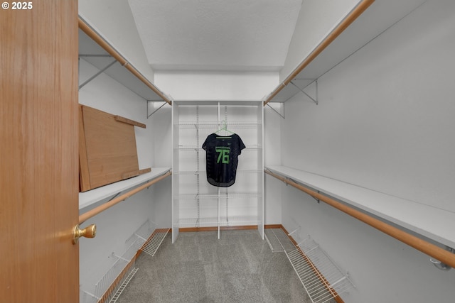 walk in closet with carpet