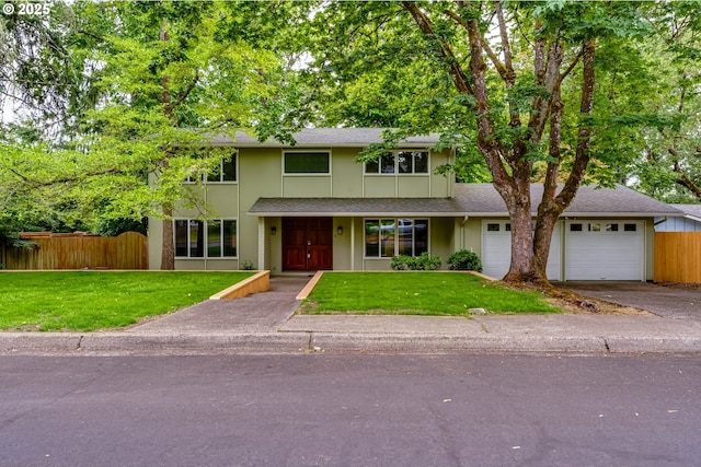 5120 Talisman St, Eugene, OR 97405 - traditional-style home featuring a shingled roof, an attached garage, asphalt driveway, and stucco siding