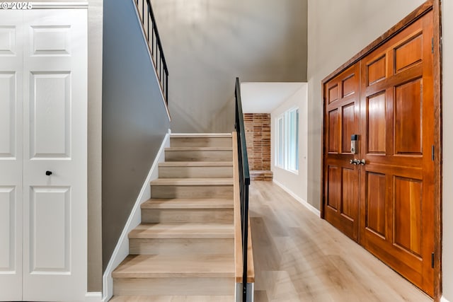 5120 Talisman St, Eugene, OR 97405 - stairway with wood finished floors and baseboards