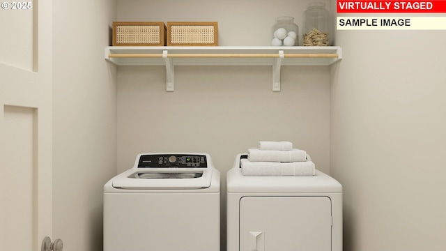 12198 SW Champlin Ln, Beaverton, OR 97007 - clothes washing area featuring separate washer and dryer