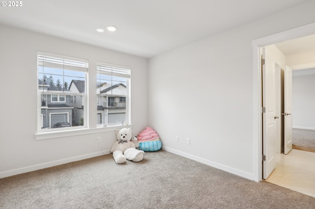 rec room with carpet floors