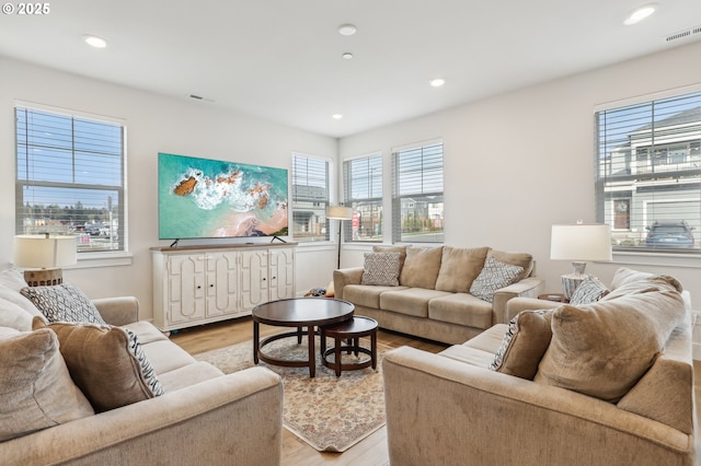 living room featuring light hardwood / wood-style flooring