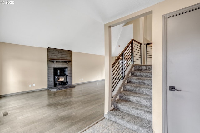 3017 SE Brookwood Ave, Hillsboro, OR 97123 - staircase with wood finished floors and lofted ceiling