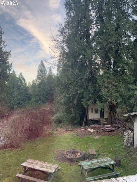 view of yard featuring an outbuilding