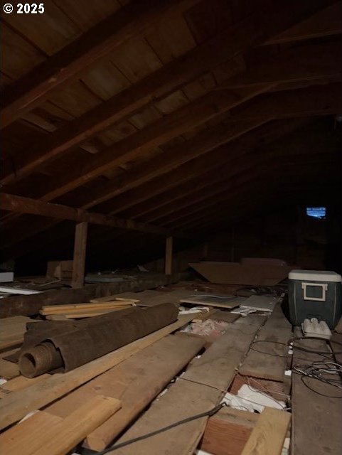 view of unfinished attic