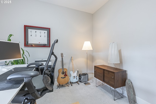 office area with light colored carpet