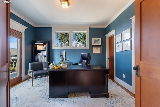 1046 NW Deerfern Loop, Camas, WA 98607 - office area with light wood finished floors and crown molding