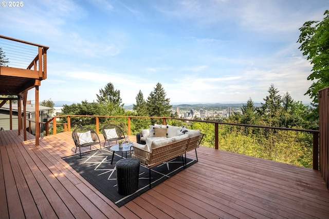 3110 NW Monte Vista Ter, Portland, OR 97210 - deck featuring a mountain view and an outdoor hangout area