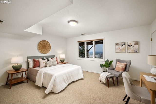 3110 NW Monte Vista Ter, Portland, OR 97210 - bedroom featuring baseboards, visible vents, and light carpet