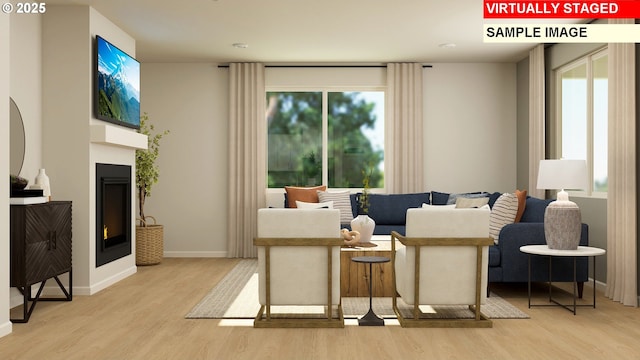 living room featuring light wood-type flooring