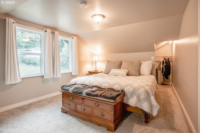 301 W Walnut St, Winlock, WA 98596 - bedroom with light colored carpet, baseboards, lofted ceiling, a closet, and a spacious closet