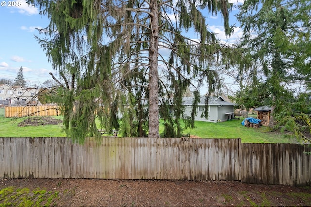 view of yard with a fenced backyard