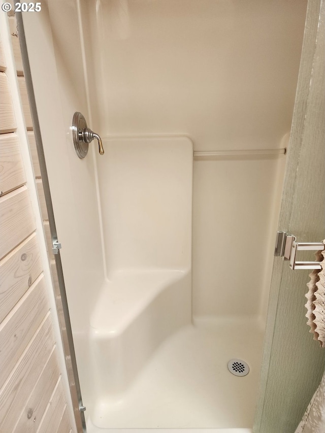 bathroom featuring a shower stall