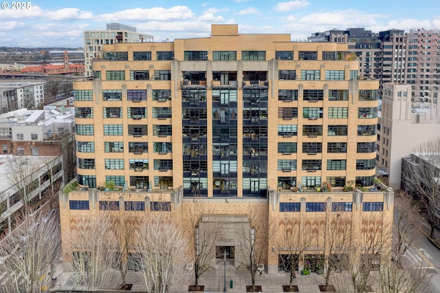 view of building exterior featuring a city view