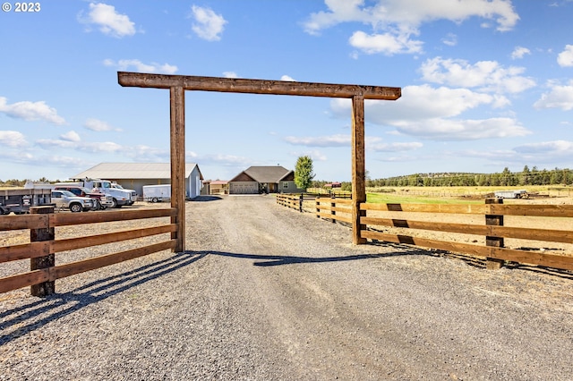 exterior space with a rural view